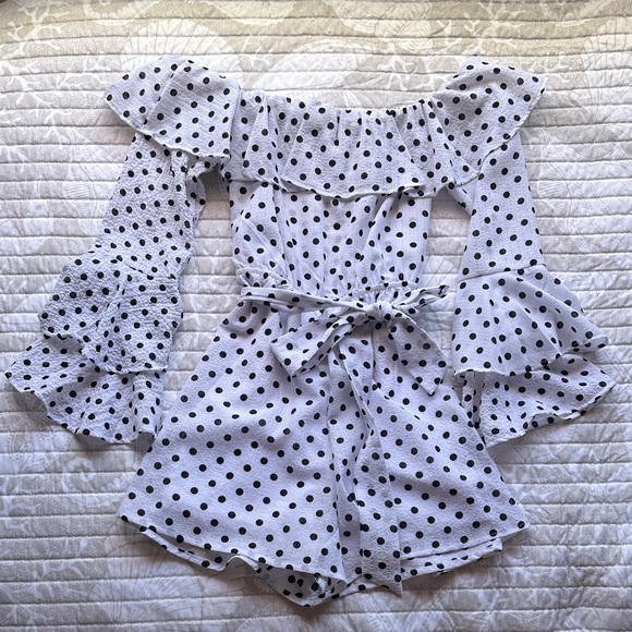 Papaya White Polka Dot Romper - Picture 1 of 2